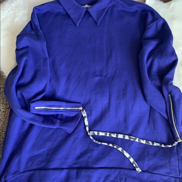 ZARA Retro Collared Oversized Sweatshirt Zebra 80’s Purple Sz L - Picture 3 of 8